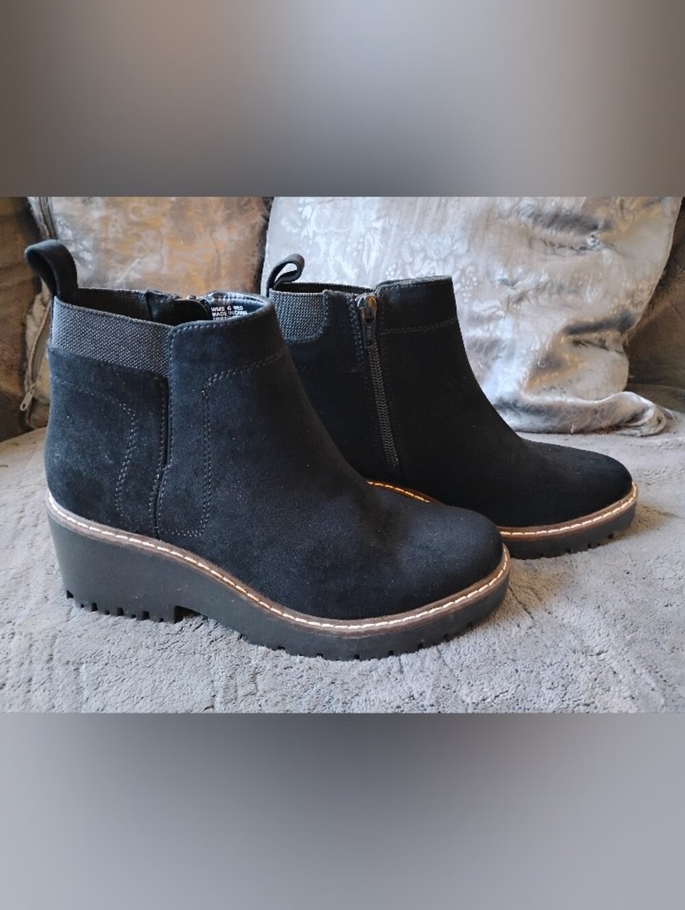 Sonoma Black Suede Hadley Chunky Platform Ankle Booties